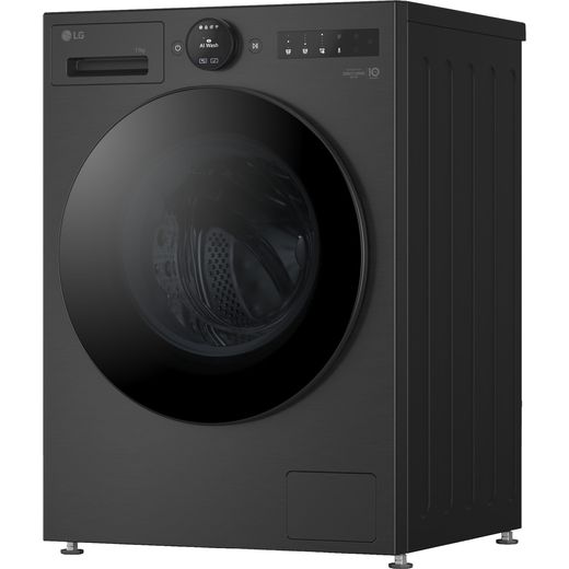 LG F4X7011TBB 11kg Washing Machine with 1400 rpm - Matte Black - Left perspective shot